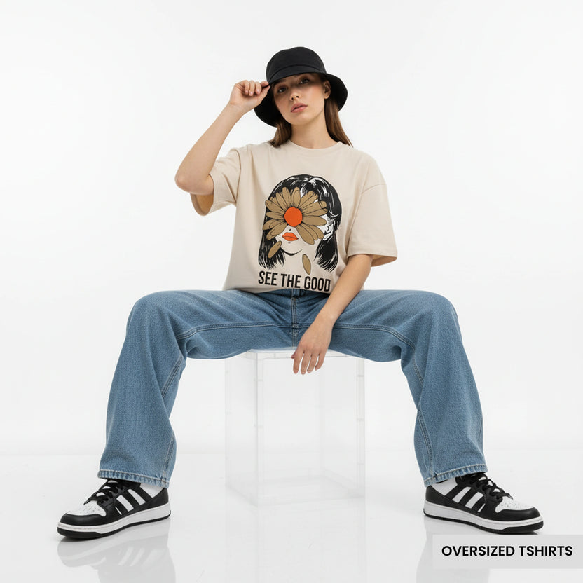 See The Good – Floral Face Oversized T Shirts