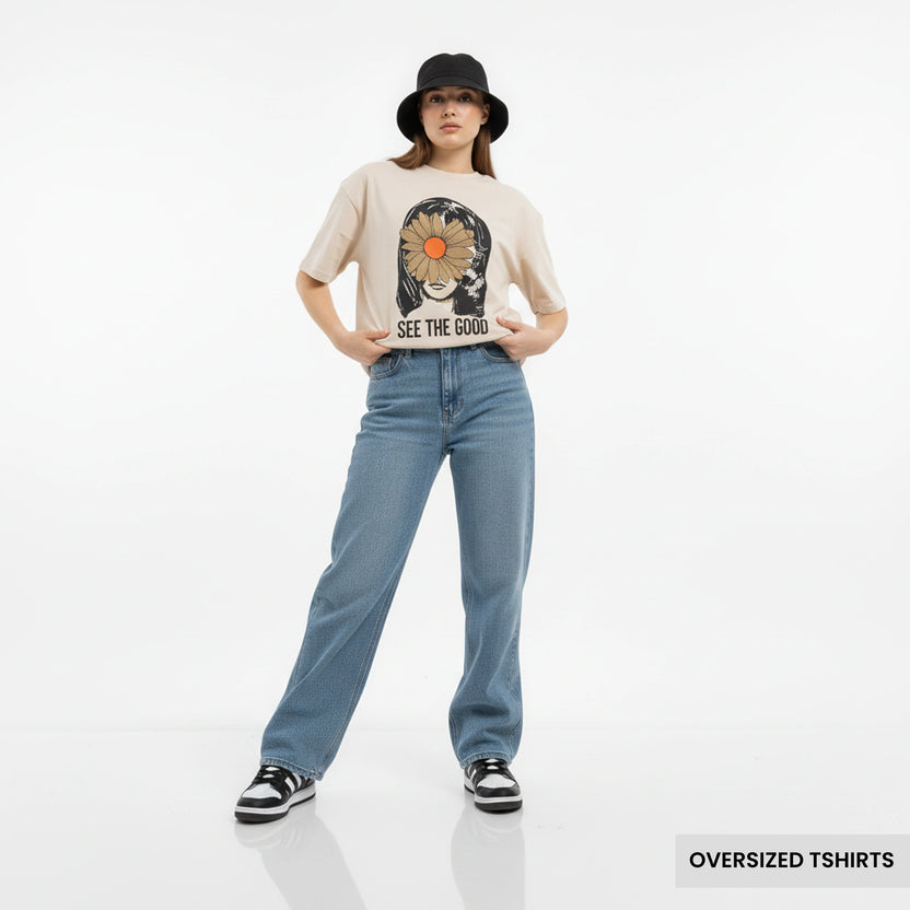 See The Good – Floral Face Oversized T Shirts