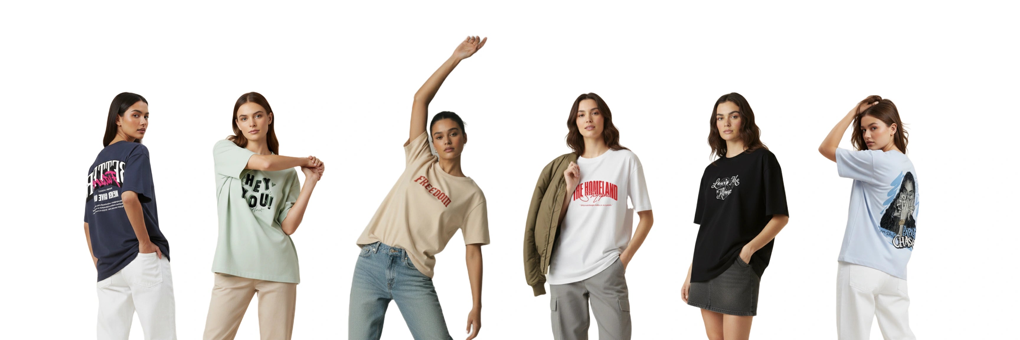 Promotional banner for Clacs featuring models wearing various outfits with brand logos.